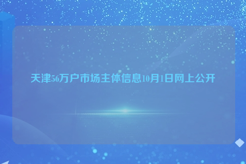 天津56万户市场主体信息10月1日网上公开