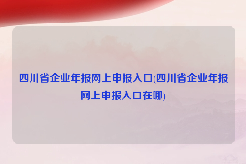 四川省企业年报网上申报入口(四川省企业年报网上申报入口在哪)