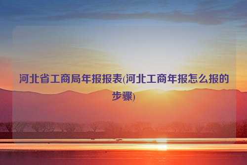 河北省工商局年报报表(河北工商年报怎么报的步骤)