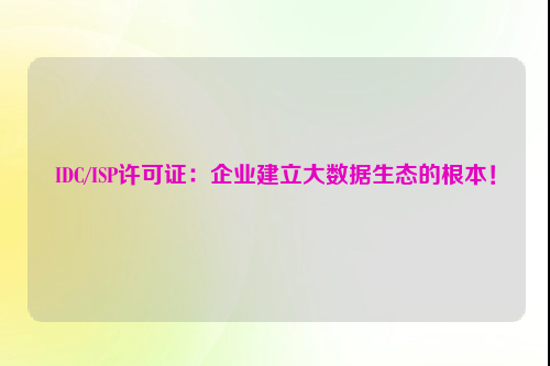 IDC/ISP许可证：企业建立大数据生态的根本！